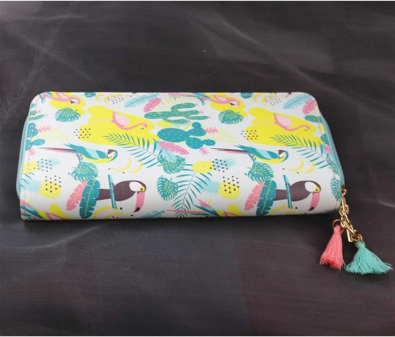MayeBridge Timlee Cute Rainbow Unicorn Long Wallets Long Purse Flamingo Cactus Parrot Wallet for Girls Clutch(Parrot) - Image 3